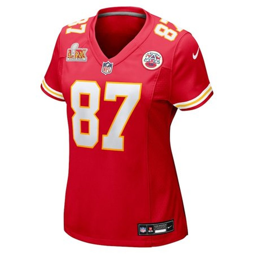 Women's Kansas City Chiefs #87 Travis Kelce Red Super Bowl LIX Game Jersey