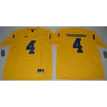 Wolverines #4 Jim Harbaugh Gold  Limited Stitched NCAA Jersey Wolverines #4 Jim Harbaugh Gold  Limited Stitched NCAA Jersey