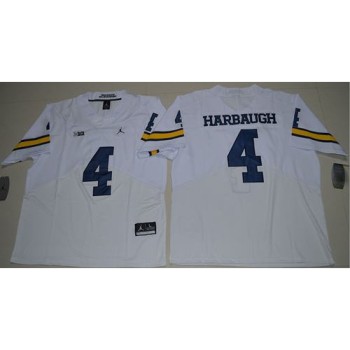 Wolverines #4 Jim Harbaugh White  Elite Stitched NCAA Jersey Wolverines #4 Jim Harbaugh White  Elite Stitched NCAA Jersey