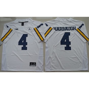 Wolverines #4 Jim Harbaugh White  Stitched NCAA Jersey Wolverines #4 Jim Harbaugh White  Stitched NCAA Jersey