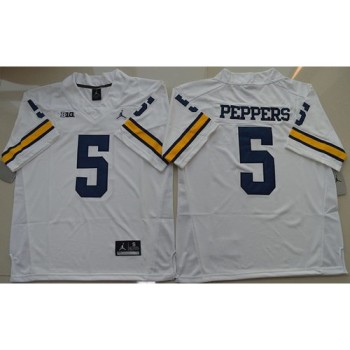 Wolverines #5 Jabrill Peppers White  Stitched NCAA Jersey Wolverines #5 Jabrill Peppers White  Stitched NCAA Jersey