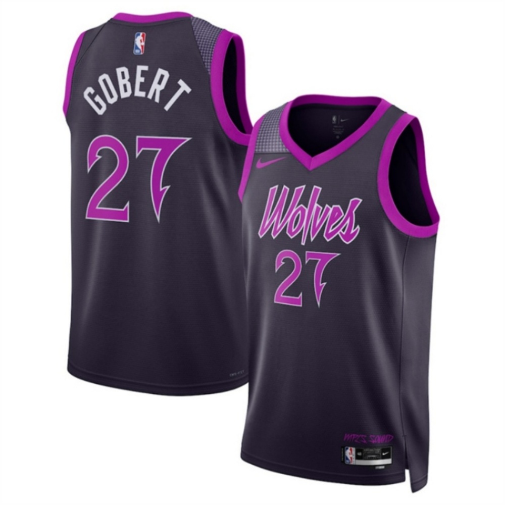 Men's Minnesota Timberwolves #27 Rudy Gobert Purple 2025/26 City Edition Stitched Jersey