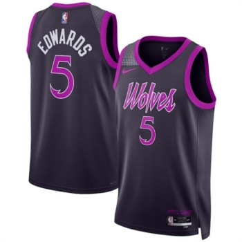 Men's Minnesota Timberwolves #5 Anthony Edwards Purple 2025/26 City Edition Stitched Jersey
