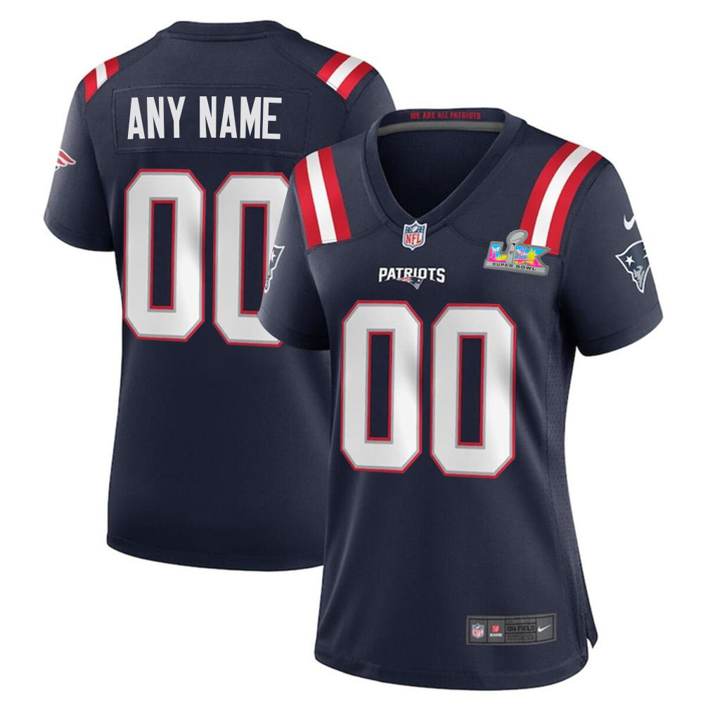 Women's New England Patriots Custom Navy Super Bowl LX Stitched Game Jersey