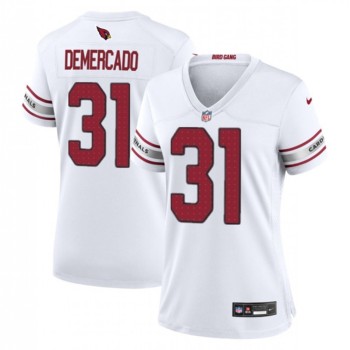 Women's Arizona Cardinals #31 Emari Demercado White 2023 Stitched Jersey(Run Small) Women's Arizona Cardinals #31 Emari Demercado White 2023 Stitched Jersey(Run Small)