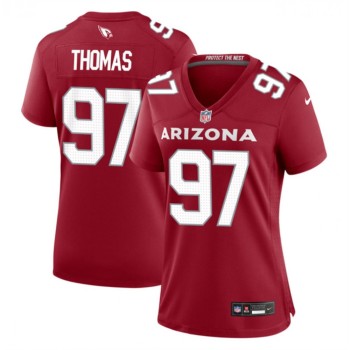 Women's Arizona Cardinals #97 Cameron Thomas Red 2023 Stitched Jersey(Run Small) Women's Arizona Cardinals #97 Cameron Thomas Red 2023 Stitched Jersey(Run Small)
