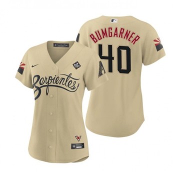 Women's Arizona Diamondbacks #40 Madison Bumgarner Cream 2023 World Series City Connect Stitched Baseball Jersey(Run Small) Women's Arizona Diamondbacks #40 Madison Bumgarner Cream 2023 World Series City Connect Stitched Baseball Jersey(Run Small)
