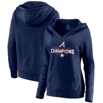 Women's Atlanta Braves 2021 Navy World Series Champions Crossover Neck Pullover Hoodie(Run Small) Women's Atlanta Braves 2021 Navy World Series Champions Crossover Neck Pullover Hoodie(Run Small)