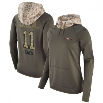 Women's Atlanta Falcons #11 Julio Jones Olive Salute to Service Sideline Therma Pullover Hoodie Women's Atlanta Falcons #11 Julio Jones Olive Salute to Service Sideline Therma Pullover Hoodie
