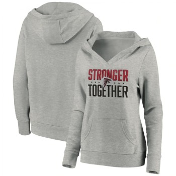 Women's Atlanta Falcons Heather Gray Stronger Together Crossover Neck Pullover Hoodie(Run Small) Women's Atlanta Falcons Heather Gray Stronger Together Crossover Neck Pullover Hoodie(Run Small)