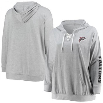 Women's Atlanta Falcons Heathered Gray Lace-Up Pullover Hoodie Women's Atlanta Falcons Heathered Gray Lace-Up Pullover Hoodie