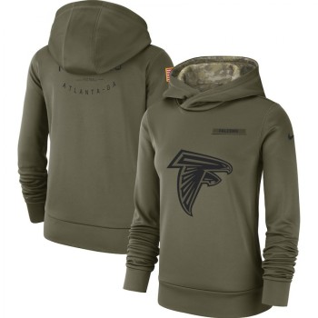 Women's Atlanta Falcons Olive Salute to Service Team Logo Performance Pullover NFL Hoodie Women's Atlanta Falcons Olive Salute to Service Team Logo Performance Pullover NFL Hoodie