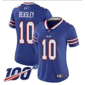 Women's Buffalo Bills #10 Cole Beasley 2019 100th Season Royal Vapor Untouchable Limited Stitched NFL Jersey Women's Buffalo Bills #10 Cole Beasley 2019 100th Season Royal Vapor Untouchable Limited Stitched NFL Jersey