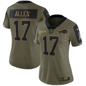 Women's Buffalo Bills #17 Josh Allen 2021 Olive Salute To Service Limited Stitched Jersey(Run Small) Women's Buffalo Bills #17 Josh Allen 2021 Olive Salute To Service Limited Stitched Jersey(Run Small)
