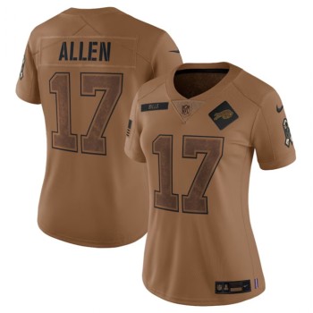 Women's Buffalo Bills #17 Josh Allen 2023 Brown Salute To Service Limited Stitched Football Jersey(Run Small) Women's Buffalo Bills #17 Josh Allen 2023 Brown Salute To Service Limited Stitched Football Jersey(Run Small)