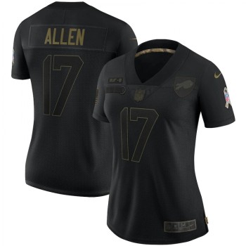 Women's Buffalo Bills #17 Josh Allen Black Salute To Service Limited Stitched Jersey Women's Buffalo Bills #17 Josh Allen Black Salute To Service Limited Stitched Jersey
