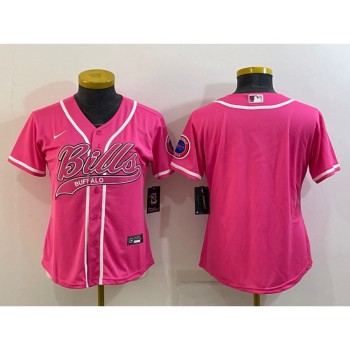 Women's Buffalo Bills Blank Pink With Patch Cool Base Stitched Baseball Jersey(Run Small) Women's Buffalo Bills Blank Pink With Patch Cool Base Stitched Baseball Jersey(Run Small)