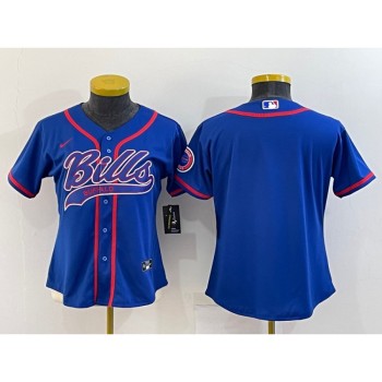 Women's Buffalo Bills Blank Royal With Patch Cool Base Stitched Baseball Jersey(Run Small) Women's Buffalo Bills Blank Royal With Patch Cool Base Stitched Baseball Jersey(Run Small)