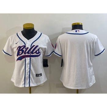 Women's Buffalo Bills Blank White With Patch Cool Base Stitched Baseball Jersey(Run Small) Women's Buffalo Bills Blank White With Patch Cool Base Stitched Baseball Jersey(Run Small)