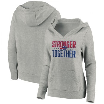 Women's Buffalo Bills Heather Gray Stronger Together Crossover Neck Pullover Hoodie(Run Small) Women's Buffalo Bills Heather Gray Stronger Together Crossover Neck Pullover Hoodie(Run Small)