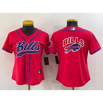 Women's Buffalo Bills Red Team Big Logo With Patch Cool Base Stitched Baseball Jersey(Run Small) Women's Buffalo Bills Red Team Big Logo With Patch Cool Base Stitched Baseball Jersey(Run Small)