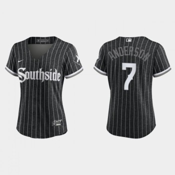Women's Chicago White Sox #7 Tim Anderson 2021 Black Connect city Stitched Jersey(Run Small) Women's Chicago White Sox #7 Tim Anderson 2021 Black Connect city Stitched Jersey(Run Small)