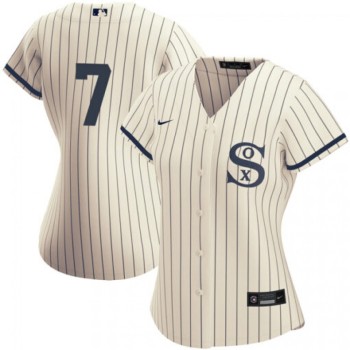 Women's Chicago White Sox #7 Tim Anderson 2021 Cream/Navy Name&Number Field of Dreams Cool Base Stitched Jersey(Run Small) Women's Chicago White Sox #7 Tim Anderson 2021 Cream/Navy Name&Number Field of Dreams Cool Base Stitched Jersey(Run Small)
