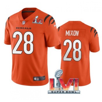 Women's Cincinnati Bengals #28 Joe Mixon 2022 Orange Super Bowl LVI Vapor Limited Stitched Jersey(Run Small) Women's Cincinnati Bengals #28 Joe Mixon 2022 Orange Super Bowl LVI Vapor Limited Stitched Jersey(Run Small)