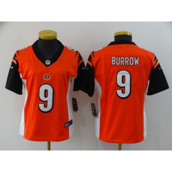 Women's Cincinnati Bengals #9 Joe Burrow Orange Vapor Stitched Jersey(Run Small) Women's Cincinnati Bengals #9 Joe Burrow Orange Vapor Stitched Jersey(Run Small)