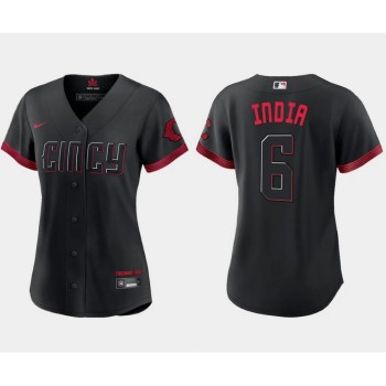 Women's Cincinnati Reds #6 Jonathan india Black 2023 City Connect Stitched Baseball Jersey(Run Small) Women's Cincinnati Reds #6 Jonathan india Black 2023 City Connect Stitched Baseball Jersey(Run Small)