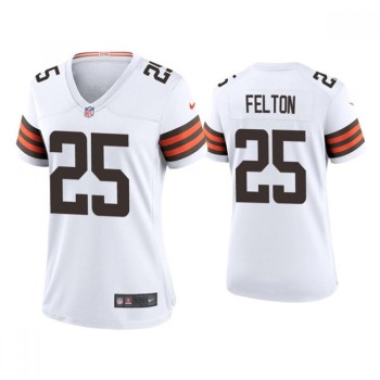 Women's Cleveland Browns #25 Demetric Felton 2020 New White Stitched Jersey(Run Small) Women's Cleveland Browns #25 Demetric Felton 2020 New White Stitched Jersey(Run Small)