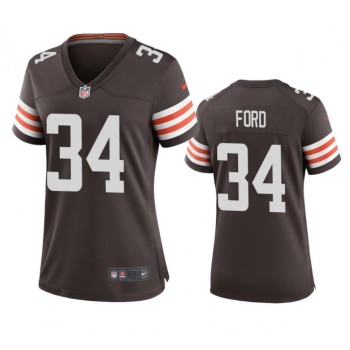 Women's Cleveland Browns #34 Jerome Ford Brown Stitched Jersey(Run Small) Women's Cleveland Browns #34 Jerome Ford Brown Stitched Jersey(Run Small)