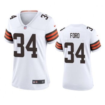 Women's Cleveland Browns #34 Jerome Ford White Stitched Jersey(Run Small) Women's Cleveland Browns #34 Jerome Ford White Stitched Jersey(Run Small)