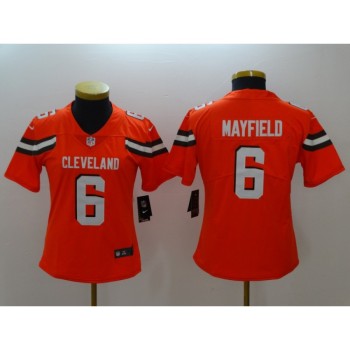 Women's Cleveland Browns #6 Baker Mayfield Orange 2018 NFL Draft Vapor Untouchable Limited Stitched Jersey Women's Cleveland Browns #6 Baker Mayfield Orange 2018 NFL Draft Vapor Untouchable Limited Stitched Jersey