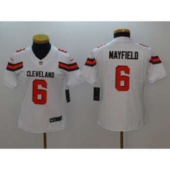 Women's Cleveland Browns #6 Baker Mayfield White 2018 NFL Draft Vapor Untouchable Limited Stitched Jersey Women's Cleveland Browns #6 Baker Mayfield White 2018 NFL Draft Vapor Untouchable Limited Stitched Jersey