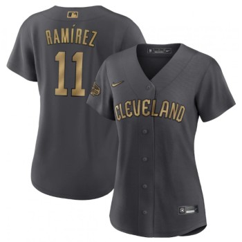 Women's Cleveland Guardians #11 Jose Ramirez 2022 All-Star Charcoal Stitched Baseball Jersey(Run Small) Women's Cleveland Guardians #11 Jose Ramirez 2022 All-Star Charcoal Stitched Baseball Jersey(Run Small)