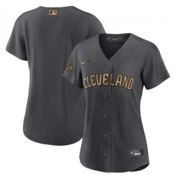 Women's Cleveland Guardians Blank 2022 All-Star Charcoal Stitched Baseball Jersey(Run Small) Women's Cleveland Guardians Blank 2022 All-Star Charcoal Stitched Baseball Jersey(Run Small)