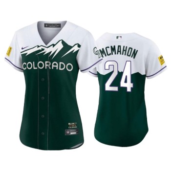 Women's Colorado Rockies #24 Ryan McMahon 2022 Green City Connect Stitched Baseball Jersey(Run Small) Women's Colorado Rockies #24 Ryan McMahon 2022 Green City Connect Stitched Baseball Jersey(Run Small)
