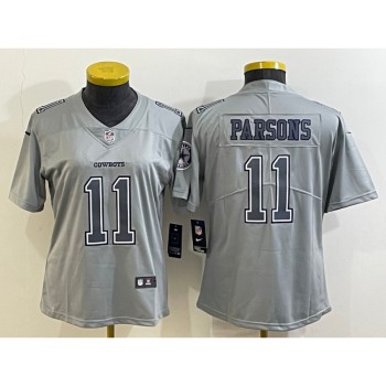 Women's Dallas Cowboys #11 Micah Parsons Grey Atmosphere Fashion Stitched Jersey(Run Small) Women's Dallas Cowboys #11 Micah Parsons Grey Atmosphere Fashion Stitched Jersey(Run Small)