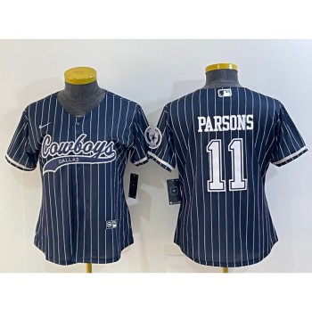 Women's Dallas Cowboys #11 Micah Parsons Navy With Patch Cool Base Stitched Baseball Jersey(Run Small) Women's Dallas Cowboys #11 Micah Parsons Navy With Patch Cool Base Stitched Baseball Jersey(Run Small)