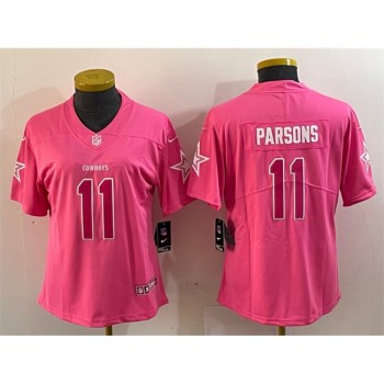 Women's Dallas Cowboys #11 Micah Parsons Pink Vapor Untouchable Limited Stitched Jersey(Run Small) Women's Dallas Cowboys #11 Micah Parsons Pink Vapor Untouchable Limited Stitched Jersey(Run Small)