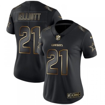 Women's Dallas Cowboys #21 Ezekiel Elliott 2019 Black Gold Edition Stitched NFL Jersey(Run Small) Women's Dallas Cowboys #21 Ezekiel Elliott 2019 Black Gold Edition Stitched NFL Jersey(Run Small)