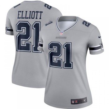Women's Dallas Cowboys #21 Ezekiel Elliott Gray Inverted Legend Stitched NFL Jersey Women's Dallas Cowboys #21 Ezekiel Elliott Gray Inverted Legend Stitched NFL Jersey