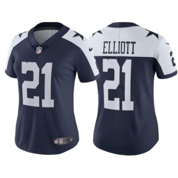 Women's Dallas Cowboys #21 Ezekiel Elliott Navy Thanksgiving Limited Stitched Jersey(Run Small Women's Dallas Cowboys #21 Ezekiel Elliott Navy Thanksgiving Limited Stitched Jersey(Run Small