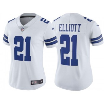 Women's Dallas Cowboys #21 Ezekiel Elliott White Limited Stitched Jersey(Run Small Women's Dallas Cowboys #21 Ezekiel Elliott White Limited Stitched Jersey(Run Small
