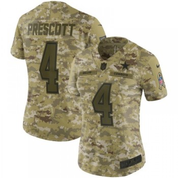 Women's Dallas Cowboys #4 Dak Prescott 2018 Camo Salute to Service Limited Stitched NFL Jersey Women's Dallas Cowboys #4 Dak Prescott 2018 Camo Salute to Service Limited Stitched NFL Jersey