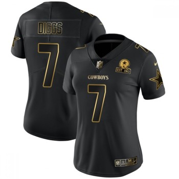Women's Dallas Cowboys #7 Trevon Diggs Black Golden Edition Limited Stitched Jersey(Run Small) Women's Dallas Cowboys #7 Trevon Diggs Black Golden Edition Limited Stitched Jersey(Run Small)