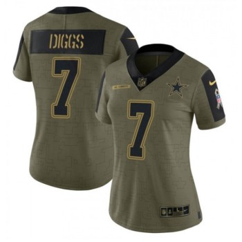 Women's Dallas Cowboys #7 Trevon Diggs Olive Salute To Service Limited Stitched Jersey(Run Small) Women's Dallas Cowboys #7 Trevon Diggs Olive Salute To Service Limited Stitched Jersey(Run Small)