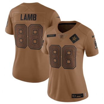 Women's Dallas Cowboys #88 CeeDee Lamb 2023 Brown Salute To Service Limited Stitched Football Jersey(Run Small Women's Dallas Cowboys #88 CeeDee Lamb 2023 Brown Salute To Service Limited Stitched Football Jersey(Run Small