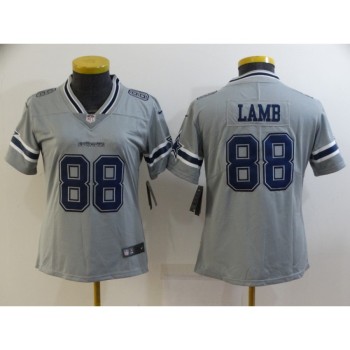 Women's Dallas Cowboys #88 CeeDee Lamb Gray Stitched Jersey(Run Small) Women's Dallas Cowboys #88 CeeDee Lamb Gray Stitched Jersey(Run Small)
